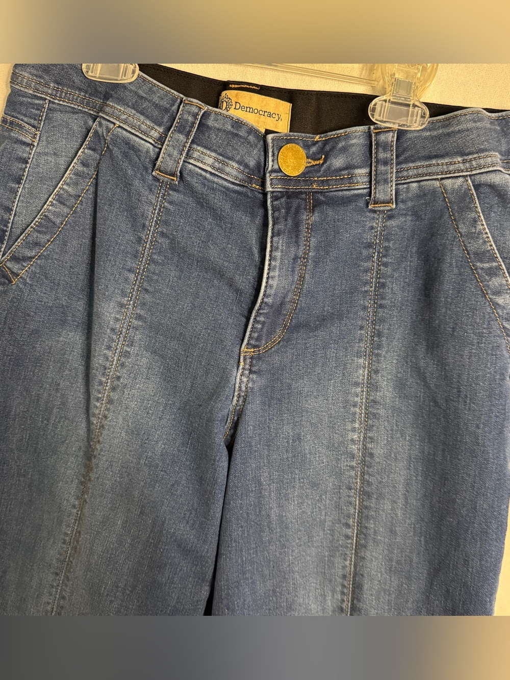 Democracy Women's Medium Wash Blue Denim Jeans with Front Seams